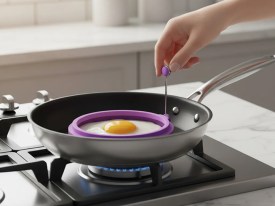 Moldes para huevos fritos con manija rebatible